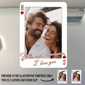 Custom Photo Car Visor Clip - Personalized Anniversary Wedding Gifts For Husband And Wife, Him And Her - Once Upon A Love Story