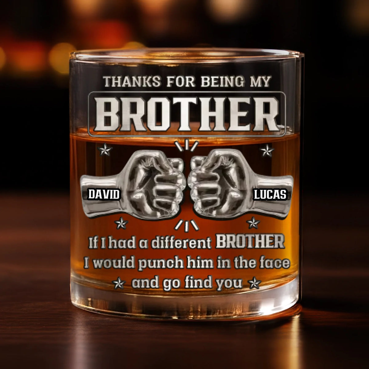 Custom Whiskey Glass - Personalized Birthday Gifts For Brothers, Siblings - Same Roots, Same Ride