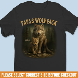Papa's Wolf Pack - T-shirt unisexe personnalisé pour la famille, T-shirt premium, sweat à capuche - Fête des pères, cadeau pour papa, grand-père