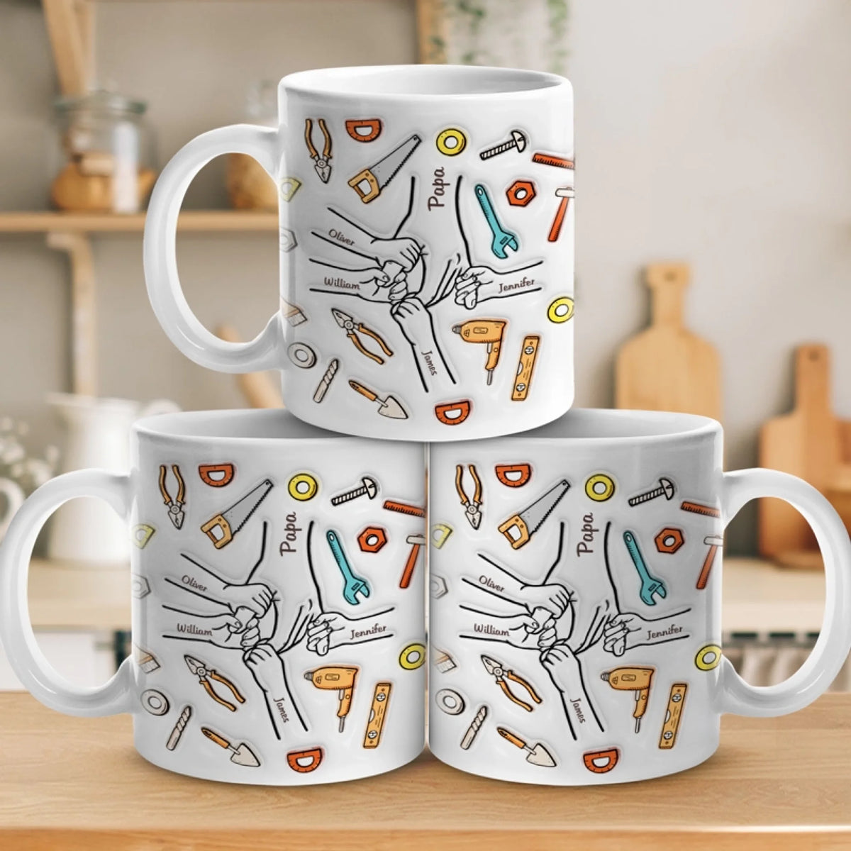 Un père transporte des photos là où se trouvait son argent - Mug personnalisé 3D à effet gonflé - Fête des pères, cadeau pour papa, grand-père