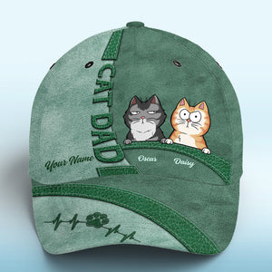 Keep Calm And Love Cats Green - Casquette personnalisée pour chat, imprimé intégral, classique - Nouveauté, cadeau pour propriétaires et amoureux des animaux