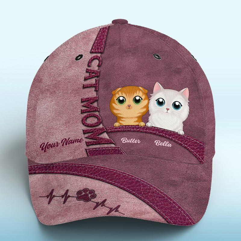 Quel plus beau cadeau que l'amour d'un chat rose ? Chapeau personnalisé pour chat, casquette classique à imprimé intégral. Nouveauté, cadeau pour les propriétaires d'animaux et les amoureux des animaux.