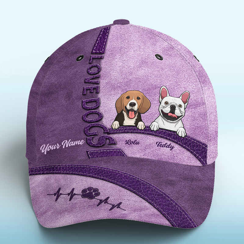 Le bonheur est un chiot violet chaleureux - Bonnet personnalisé pour chien, casquette classique à imprimé intégral - Nouveauté, cadeau pour propriétaires et amoureux des animaux