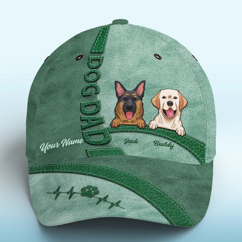 Le bonheur est un chiot vert chaleureux – Bonnet personnalisé pour chien, casquette classique à imprimé intégral – Nouveauté, cadeau pour propriétaires et amoureux des animaux