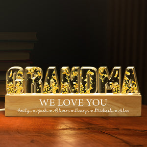 We Love You Mom - Family Personalized Custom Acrylic Letters 3D LED Night Light - Mother's Day, Gift For Mom, Grandma