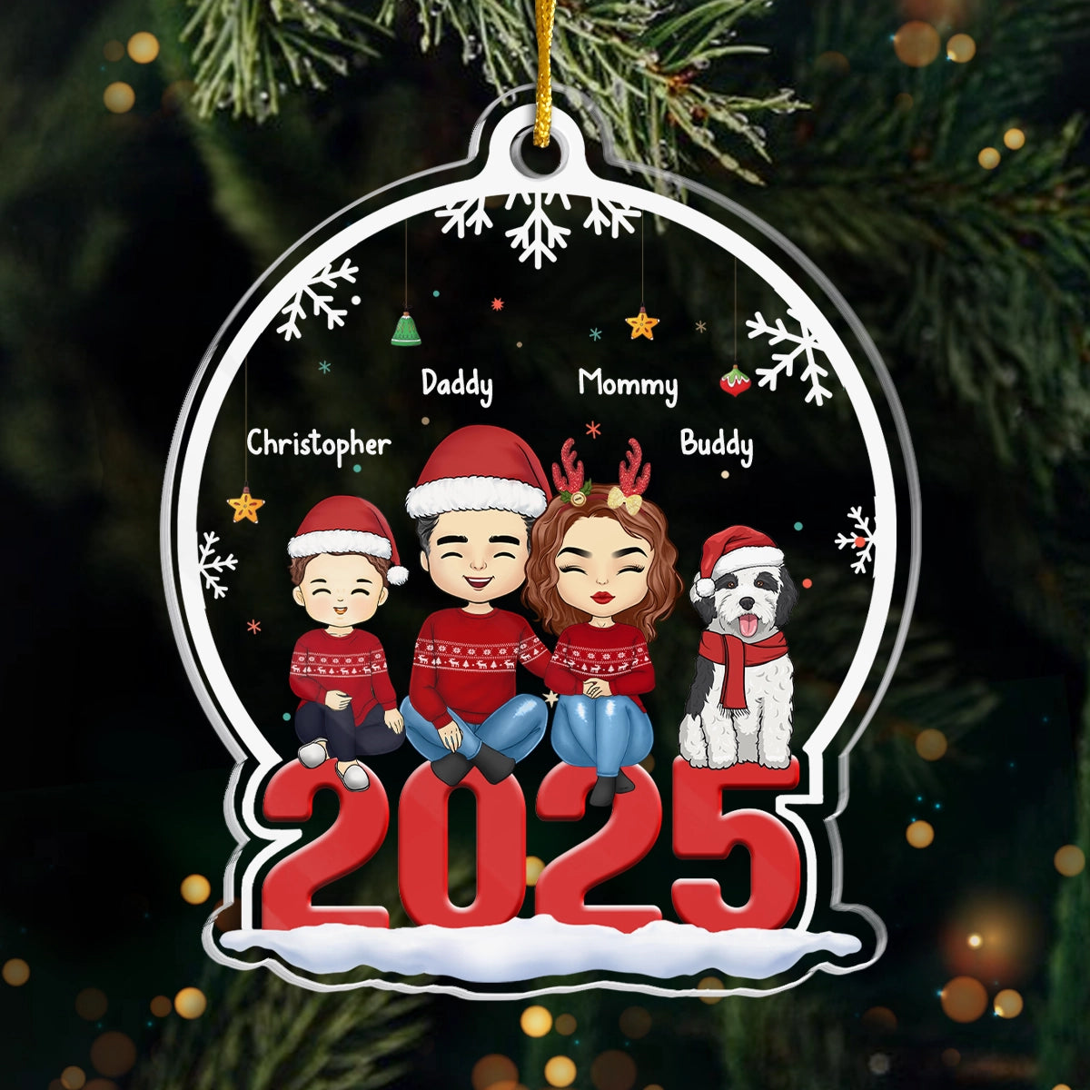 Noël est un moment pour la famille - Ornement personnalisé pour la famille - Forme personnalisée en acrylique - Cadeau de Noël pour les membres de la famille
