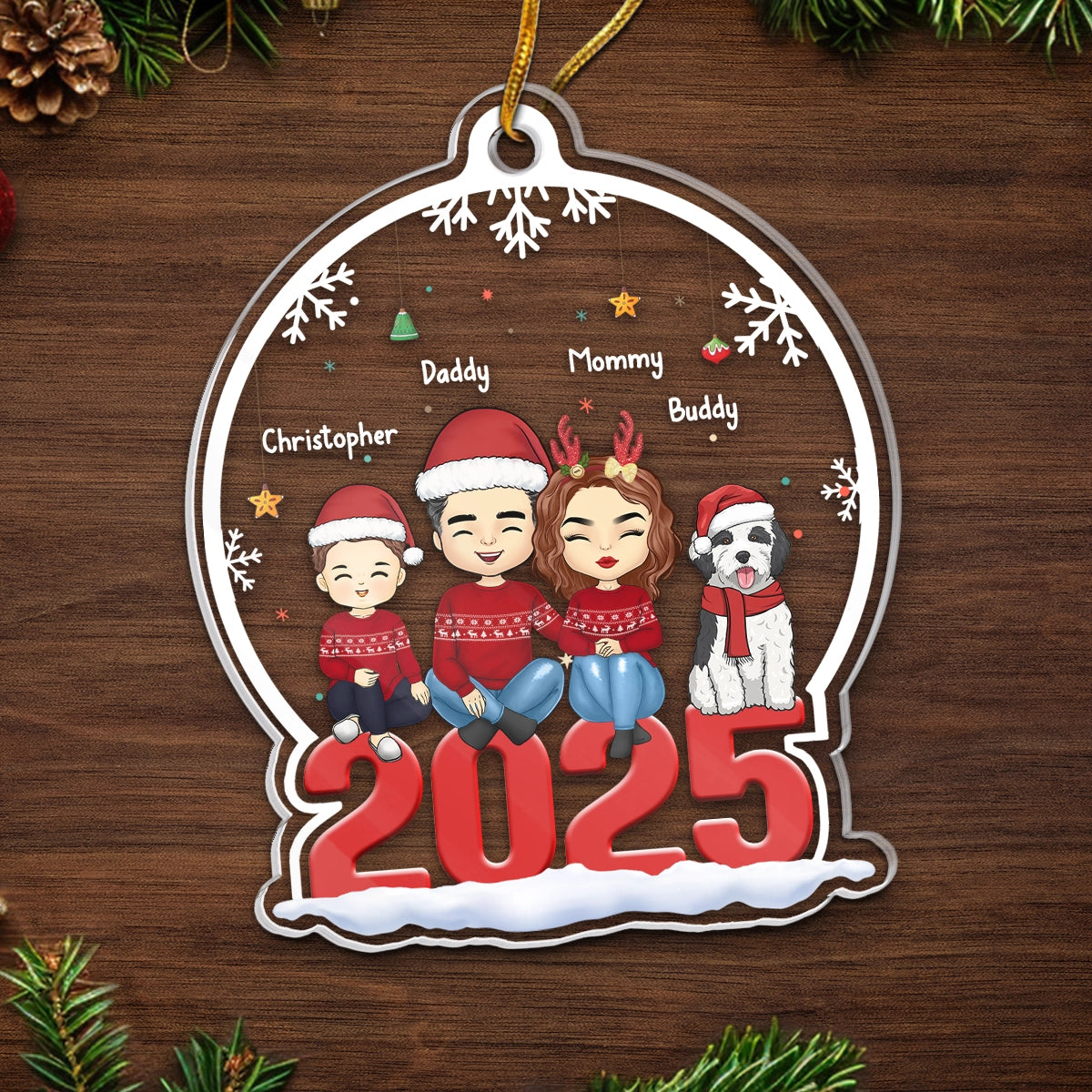 Noël est un moment pour la famille - Ornement personnalisé pour la famille - Forme personnalisée en acrylique - Cadeau de Noël pour les membres de la famille