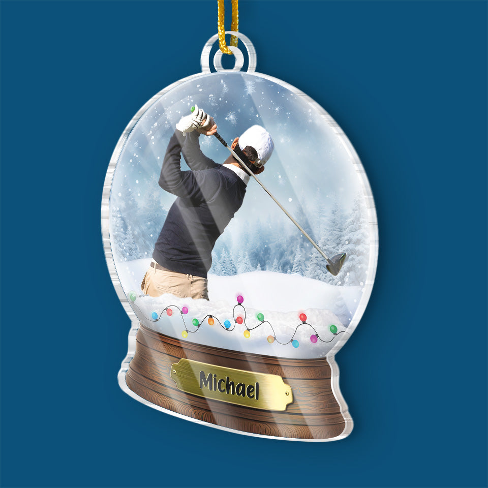 Photo personnalisée de golfeur - Ornement sportif personnalisé - Forme personnalisée en acrylique - Cadeau de Noël pour golfeurs et amateurs de golf