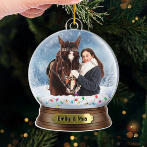 Photo personnalisée d'un amoureux des chevaux - Décoration de cheval personnalisée - Acrylique en forme personnalisée - Cadeau de Noël pour les propriétaires et les amoureux des animaux