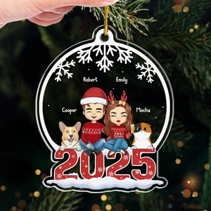Grateful To Be Blessed With Such A Wonderful Family - Dog & Cat Personalized Custom Ornament - Acrylic Snow Globe Shaped - Christmas Gift For Pet Owners, Pet Lovers