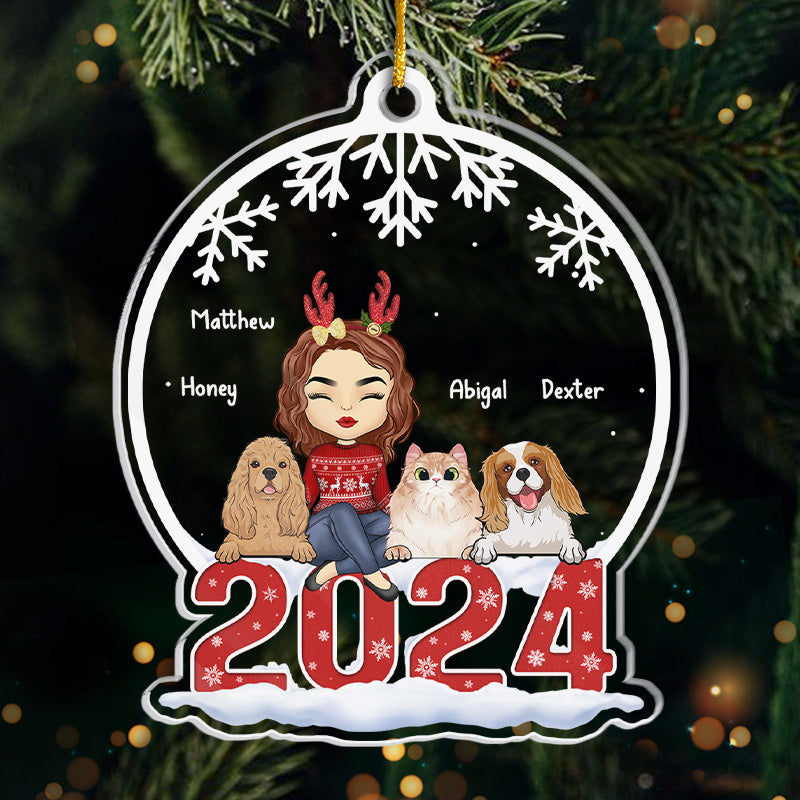 Joyeux Noël - Décoration personnalisée pour chien et chat - Boule à neige en acrylique - Cadeau de Noël pour les propriétaires et les amoureux des animaux