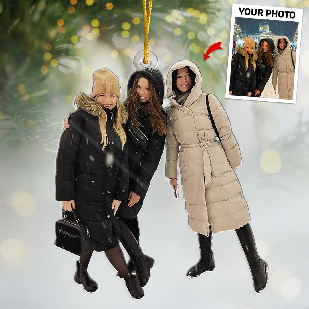 Photo personnalisée Besties Forever Never Separate - Ornement personnalisé Bestie - Forme personnalisée en acrylique - Cadeau de Noël pour frères et sœurs, frères, sœurs, cousins, amis