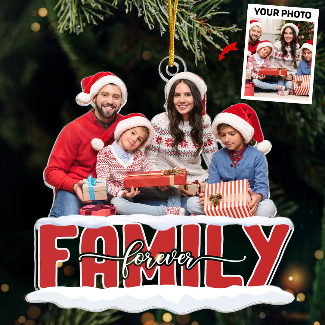 Une maison photo personnalisée est le havre de paix idéal pour les vacances - Ornement personnalisé pour la famille - Forme personnalisée en acrylique - Cadeau de Noël pour les membres de la famille