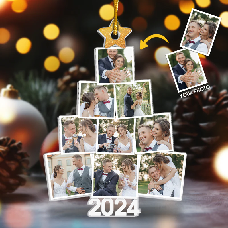 Photo personnalisée de mariage Le sapin de Noël parfait - Ornement personnalisé pour couple - Forme personnalisée en acrylique - Cadeau de Noël pour mari et femme, anniversaire, fiançailles, mariage, cadeau de mariage