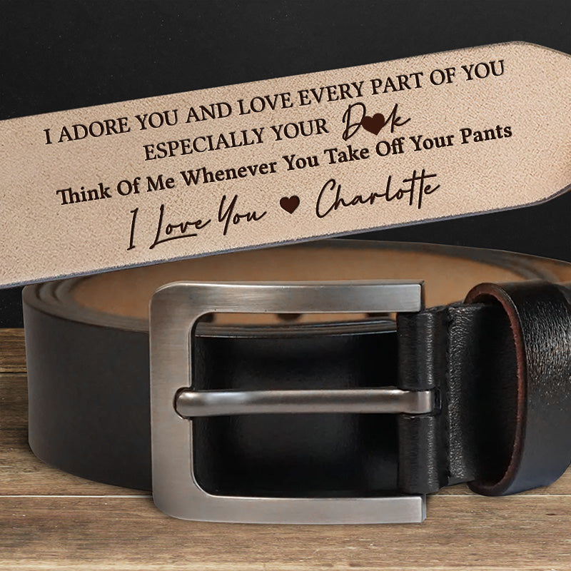 J'aime chaque partie de toi - Ceinture en cuir gravée personnalisée pour couple - Cadeau pour mari, petit ami, anniversaire
