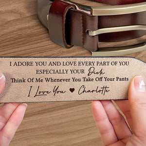 J'aime chaque partie de toi - Ceinture en cuir gravée personnalisée pour couple - Cadeau pour mari, petit ami, anniversaire