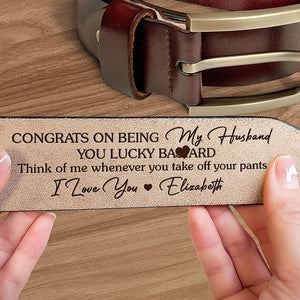 Félicitations pour être devenu mon mari - Ceinture en cuir gravée personnalisée pour couple - Cadeau pour mari, petit ami, anniversaire
