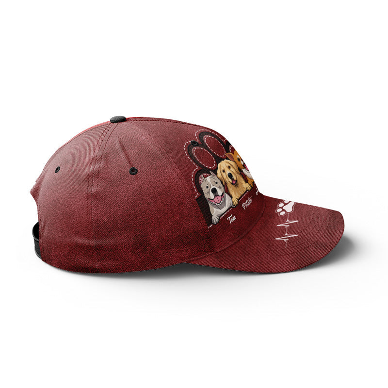 Casquette personnalisée « Keep Calm And Love Dogs » bleue pour chien et chat, imprimé intégral, cadeau idéal pour les propriétaires et les amoureux des animaux.