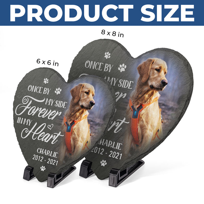 Custom Photo Heart Shaped Memorial Stone - Personalized Pet Memorial Sympathy Gifts For Dogs, Cats - Always My Friend, Now My Angel