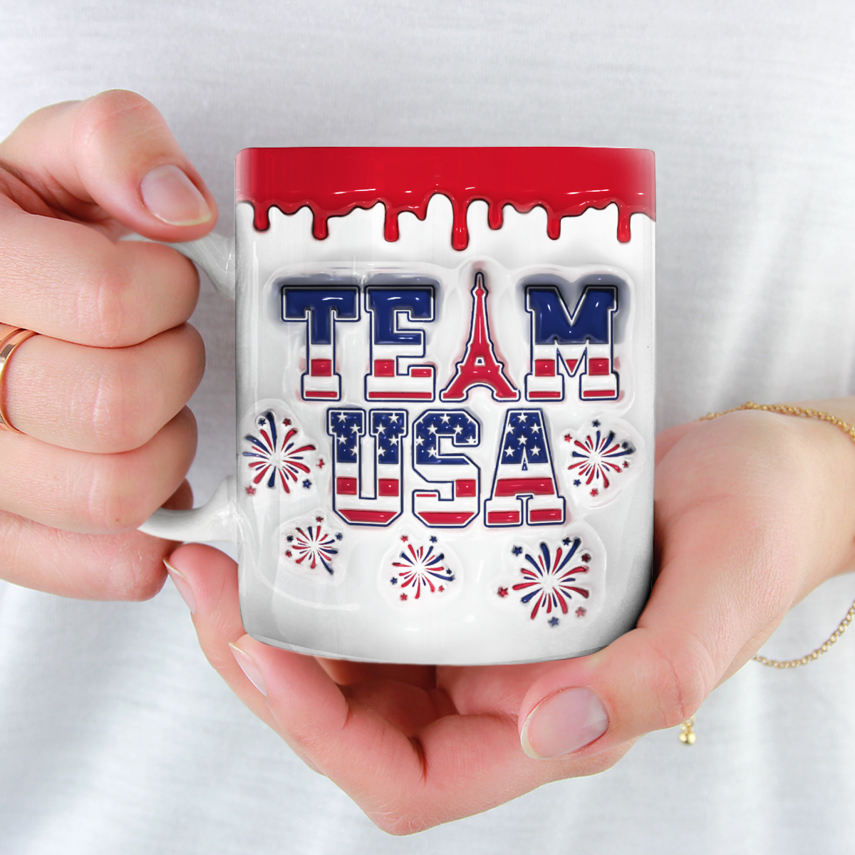 Maîtriser, dépasser, vaincre – Mug imprimé effet gonflable 3D des Jeux olympiques – Vacances olympiques, cadeau pour les membres de la famille, les meilleurs amis