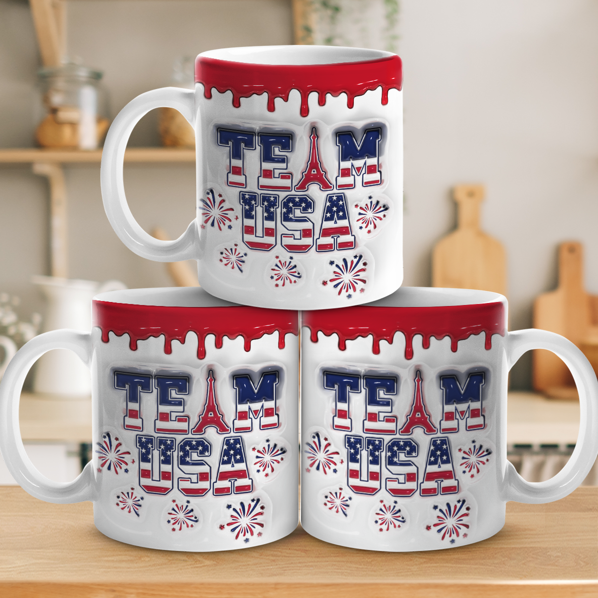 Maîtriser, dépasser, vaincre – Mug imprimé effet gonflable 3D des Jeux olympiques – Vacances olympiques, cadeau pour les membres de la famille, les meilleurs amis
