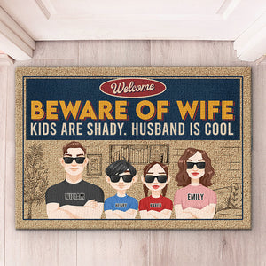 Attention, épouse, mari, c'est cool ! Tapis décoratif personnalisé pour la famille ! Cadeau pour les membres de la famille