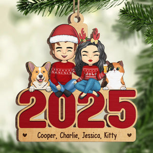 Happy Howlidays With All Our Love - Dog & Cat Personalized Custom Ornament - Acrylic, Wood Unique Shaped - Christmas Gift For Pet Owners, Pet Lovers