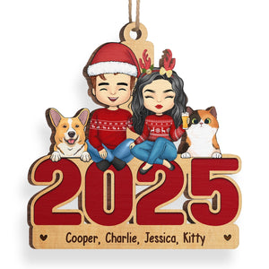 Happy Howlidays With All Our Love - Dog & Cat Personalized Custom Ornament - Acrylic, Wood Unique Shaped - Christmas Gift For Pet Owners, Pet Lovers