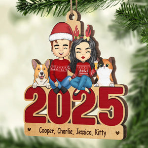 Happy Howlidays With All Our Love - Dog & Cat Personalized Custom Ornament - Acrylic, Wood Unique Shaped - Christmas Gift For Pet Owners, Pet Lovers