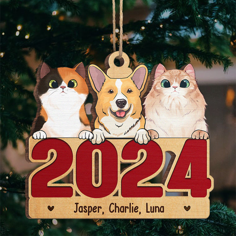 Voici les pattes du Père Noël - Ornement personnalisé pour chien et chat - Forme unique en bois - Cadeau de Noël pour les propriétaires et les amoureux des animaux