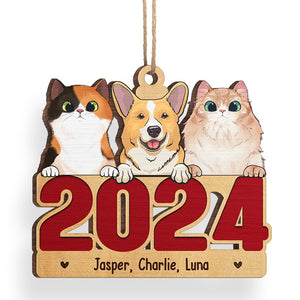 Voici les pattes du Père Noël - Ornement personnalisé pour chien et chat - Forme unique en bois - Cadeau de Noël pour les propriétaires et les amoureux des animaux