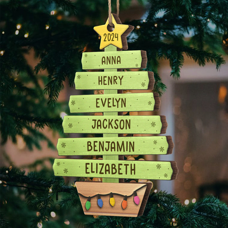 L'amour fait la famille - Décoration de Noël personnalisée pour la famille - Forme en bois personnalisée - Cadeau de Noël pour les membres de la famille