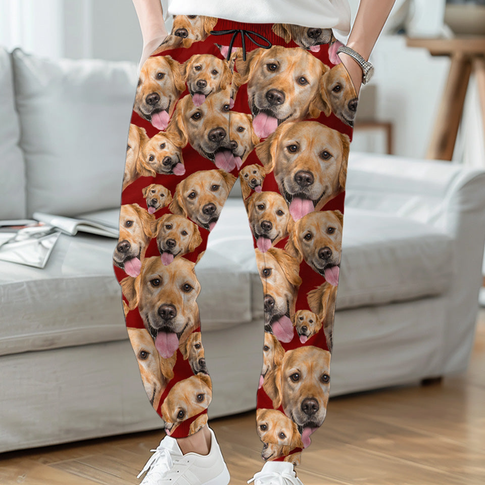Photo personnalisée « Chiots éternels » - Pantalon de survêtement unisexe personnalisé pour chiens et chats - Cadeau de Noël pour propriétaires et amoureux des animaux