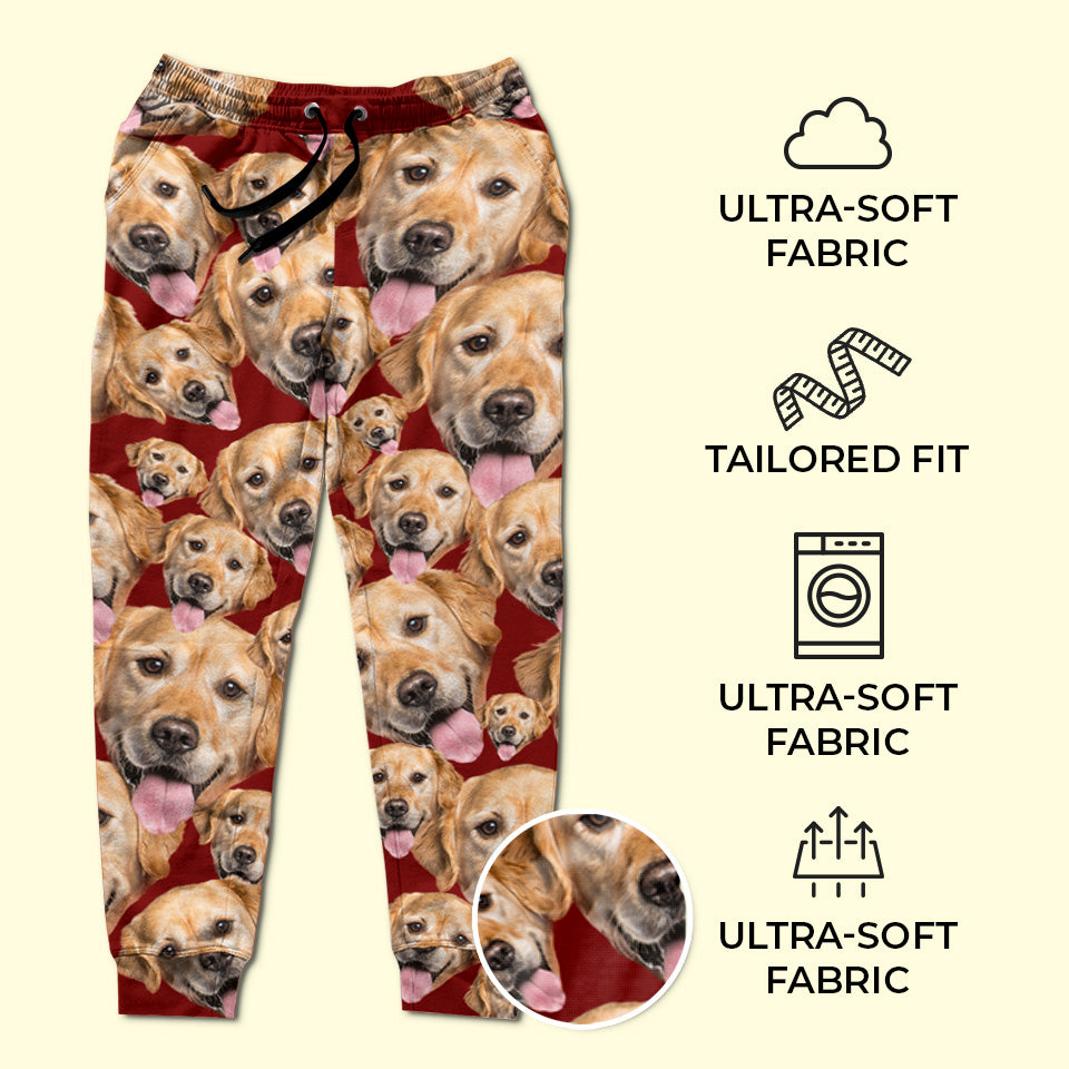 Photo personnalisée « Chiots éternels » - Pantalon de survêtement unisexe personnalisé pour chiens et chats - Cadeau de Noël pour propriétaires et amoureux des animaux
