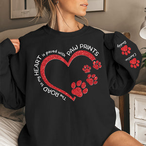 Le chemin vers le cœur de maman chien - Sweat-shirt unisexe personnalisé pour chien et chat avec motif sur la manche - Cadeau de condoléances, cadeau pour propriétaires d'animaux et amoureux des animaux