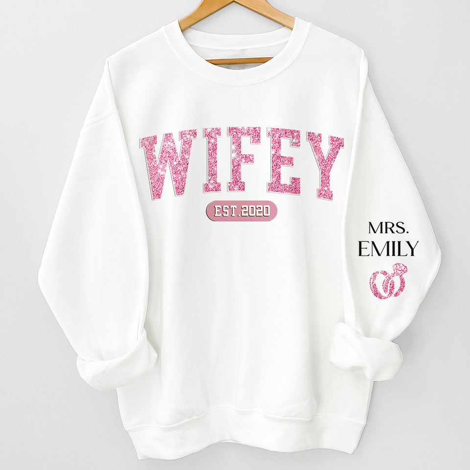 Mme Est - Sweat-shirt unisexe personnalisé avec motif sur la manche - Cadeau pour mari et femme, anniversaire