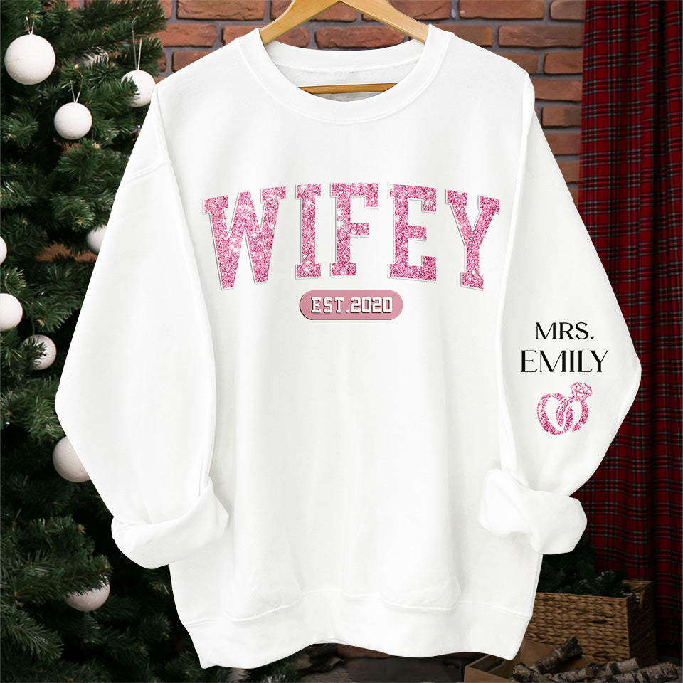 Mme Est - Sweat-shirt unisexe personnalisé avec motif sur la manche - Cadeau pour mari et femme, anniversaire