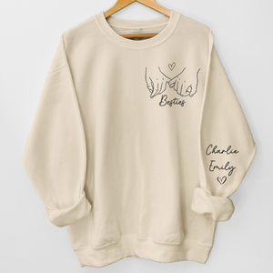 Pinky Promise - Sweat-shirt unisexe personnalisé avec motif sur la manche - Cadeau pour meilleures amies, meilleures amies, sœurs