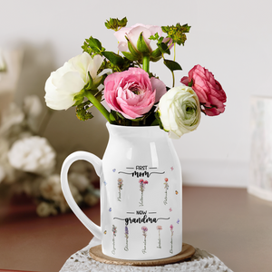 Première maman, maintenant grand-mère - Vase à fleurs personnalisé pour la décoration intérieure de la famille - Cadeau de pendaison de crémaillère pour maman et grand-mère