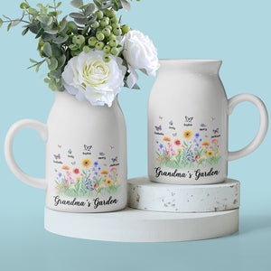 Nous commençons et terminons en famille - Vase à fleurs personnalisé pour la décoration intérieure - Cadeau de pendaison de crémaillère pour maman et grand-mère