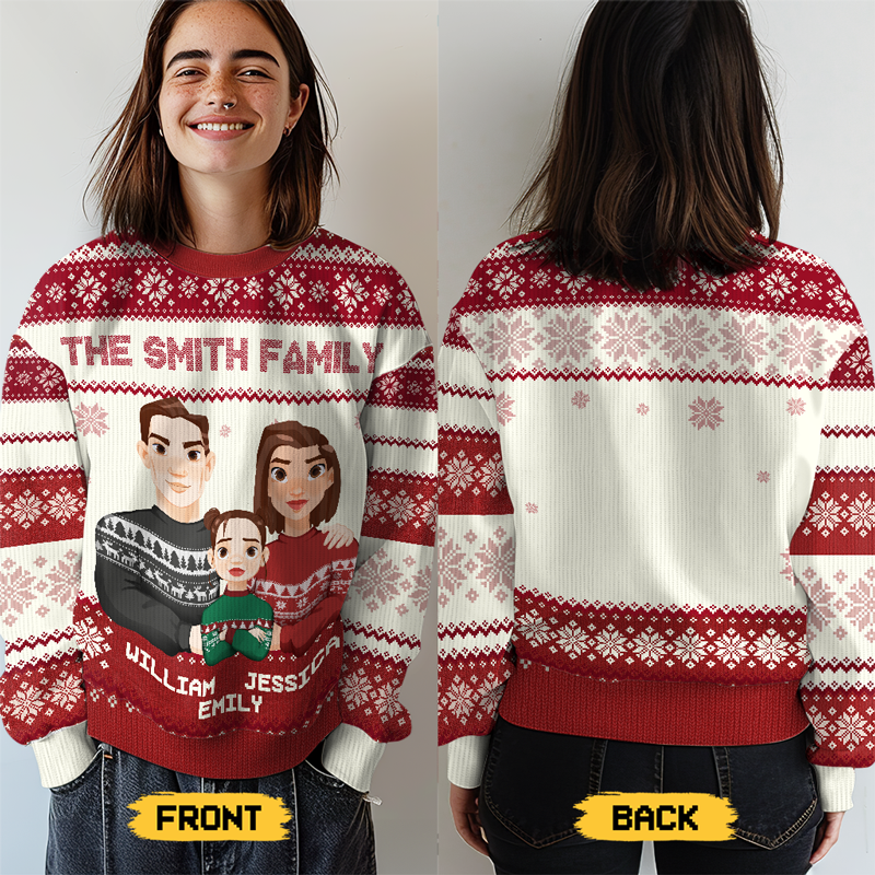 La famille est la meilleure chose au monde - Sweat-shirt personnalisé pour la famille - Pull en laine unisexe - Cadeau de Noël pour les membres de la famille