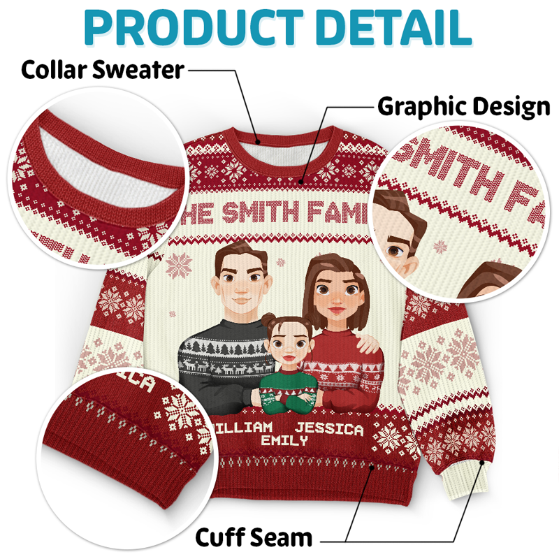 La famille est la meilleure chose au monde - Sweat-shirt personnalisé pour la famille - Pull en laine unisexe - Cadeau de Noël pour les membres de la famille