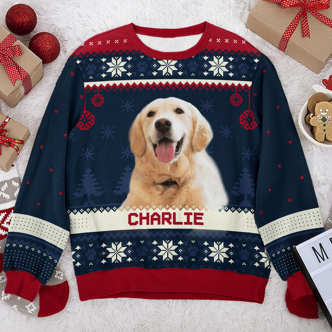 Surcharge de photos mignonnes personnalisées - Sweat-shirt moche personnalisé pour chien et chat - Pull en laine unisexe - Cadeau de Noël pour propriétaires et amoureux des animaux