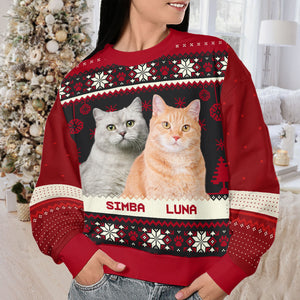 Surcharge de photos mignonnes personnalisées - Sweat-shirt moche personnalisé pour chien et chat - Pull en laine unisexe - Cadeau de Noël pour propriétaires et amoureux des animaux