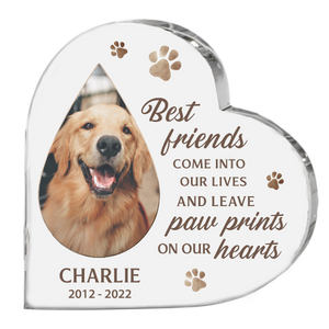 Plaque commémorative personnalisée en acrylique en forme de cœur avec photo « Meilleur ami » - Cadeau de condoléances, cadeau pour propriétaires d'animaux et amoureux des animaux