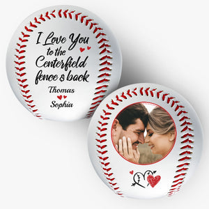Photo personnalisée « Je t'aime jusqu'à la clôture du champ central et à l'arrière » - Couple personnalisé Baseball personnalisé - Cadeau pour mari et femme, anniversaire