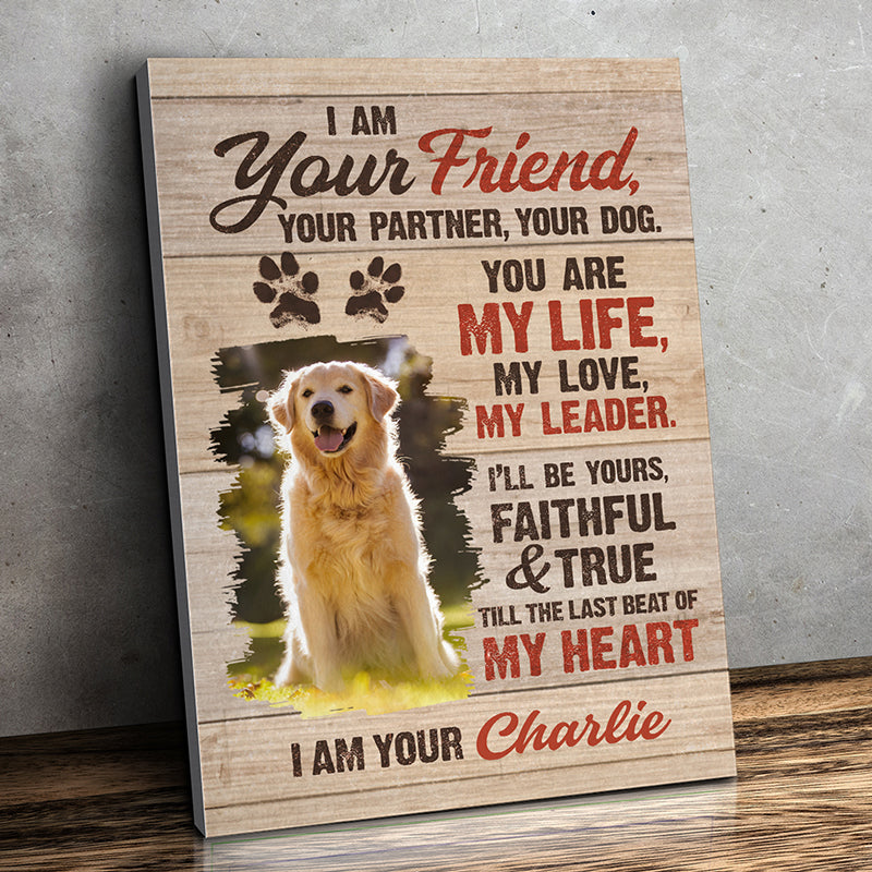 Photo personnalisée « Je promets d'être ton meilleur ami » - Toile verticale personnalisée pour chien - Cadeau pour les propriétaires et les amoureux des animaux