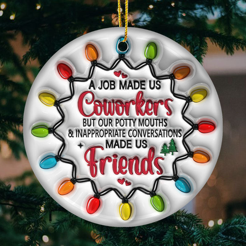 Mon collègue de soutien émotionnel - Ornement personnalisé pour collègue - Forme ronde en céramique - Cadeau de Noël pour collègues, meilleurs amis, BFF