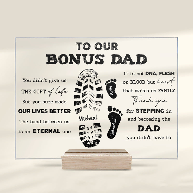 Merci d'être intervenu et d'être devenu notre père - Plaque acrylique personnalisée pour la famille - Cadeau de fête des pères, d'anniversaire pour papa