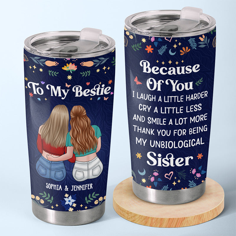 Merci ma sœur non biologique - Gobelet personnalisé Bestie - Cadeau pour meilleures amies, meilleures amies, sœurs